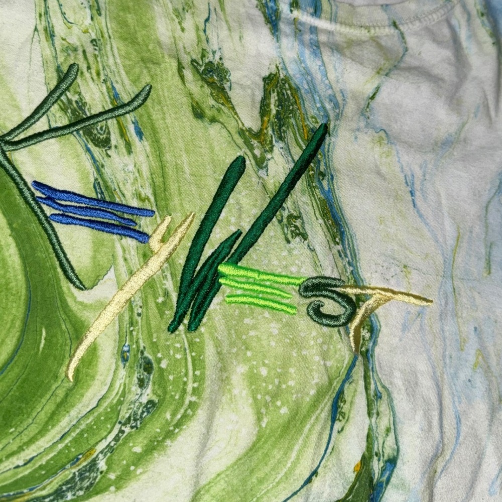 Colortone Key West Tie Dye Marble T-Shirt Mens Medium Green Blue Embroidered Tee - Picture 6 of 12